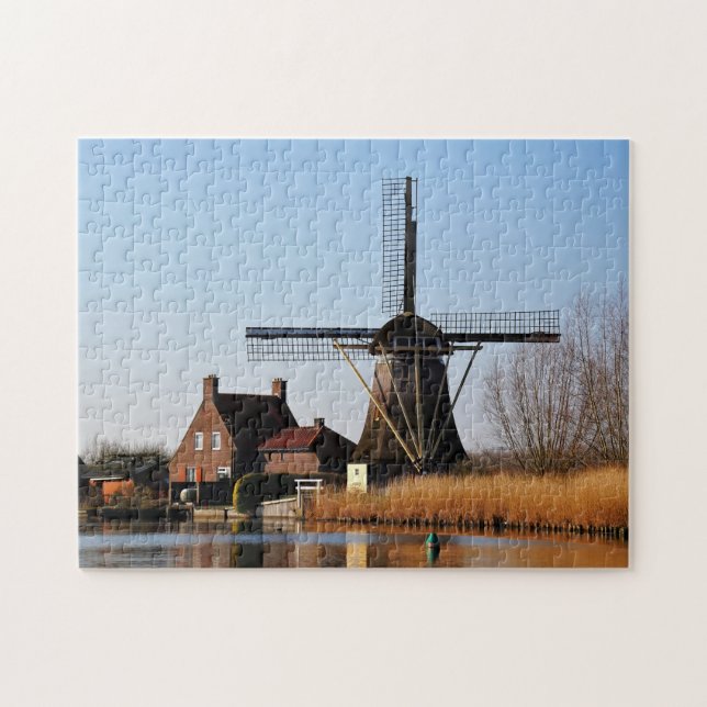 Puzzle Moulin hollandais au bord de l'eau. (Horizontal)