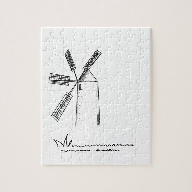 Puzzle moulin sur arrière - plan blanc (Vertical)