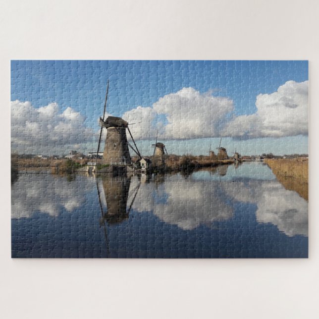 Puzzle Moulins à vent de Kinderdijk Pays-Bas Hollande Lam (Horizontal)