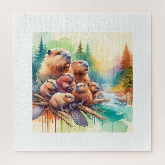 Puzzle Mountain Beavers 010624AREF122 - Watercolor (Vertical)