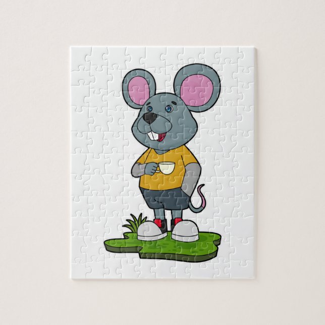 Puzzle Mouse with Coffee cup (Vertical)