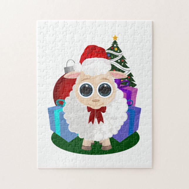 Puzzle Mouton de Noël mignon Scène de vacances festive d' (Vertical)