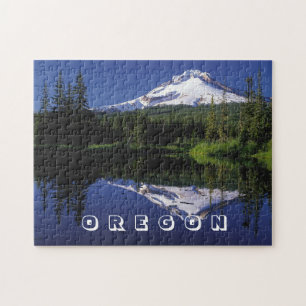 Puzzle Mt. Hood, Oregon, Lake Reflection Scenic Photo