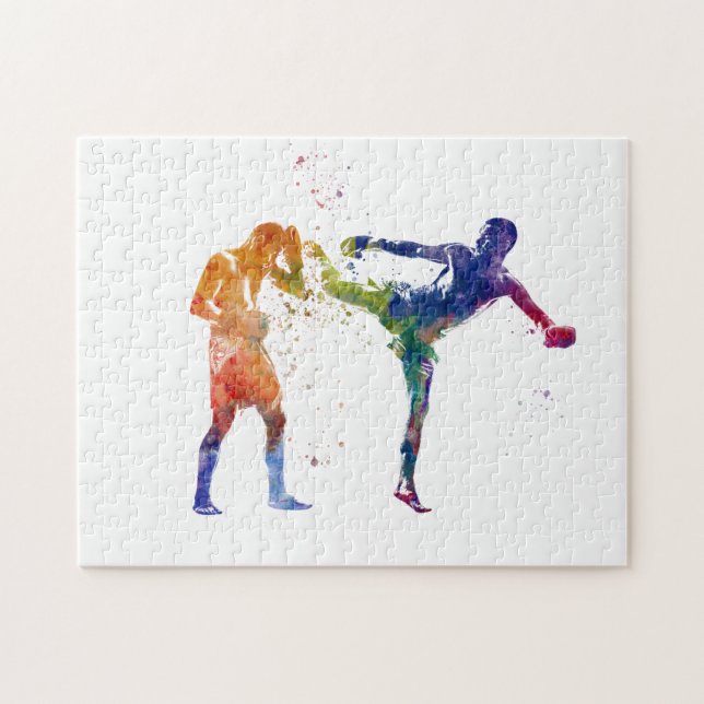 Puzzle Muay thai en aquarelle (Horizontal)