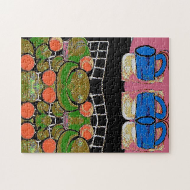 Puzzle Mug café Abstrait, style Matisse (Horizontal)