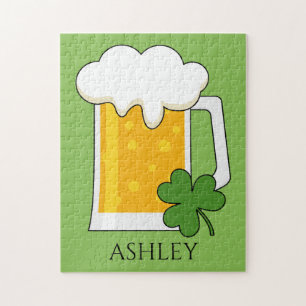 Puzzle Mug de bière irlandaise avec Shamrock Clover   Per