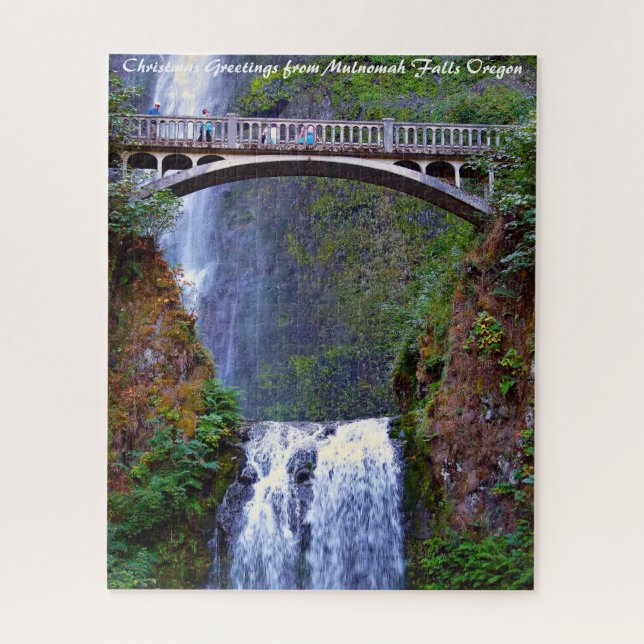 Puzzle Multnomah Falls Oregon. voeux de Noël (Vertical)