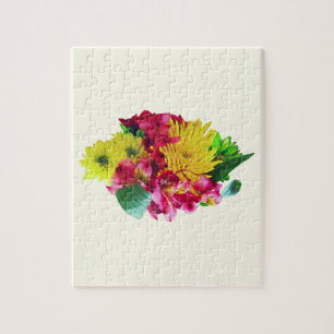 Puzzle Mums jaunes et lis asiatiques roses