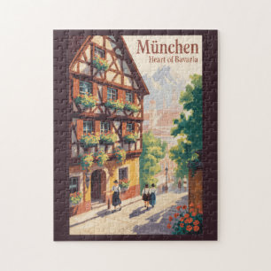 Puzzle Munich Allemagne Bavière Illustration Voyage Art