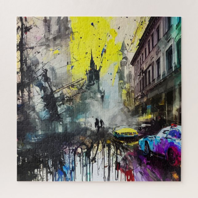 Puzzle Munich Allemagne Grunge urbain Busy Street Scène (Vertical)