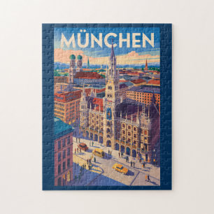 Puzzle Munich Allemagne Illustration Voyage Art Vintage