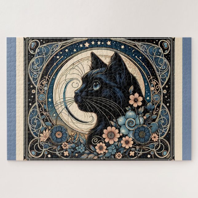 Puzzle Muse de minuit dans un cadre de lune Petaled (Horizontal)