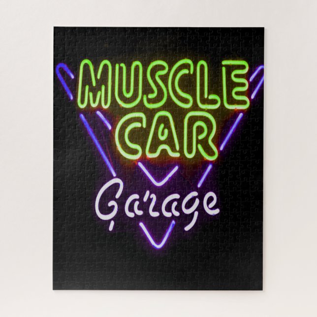 Puzzle Museau Garage Neon Signal bleu vert (Vertical)