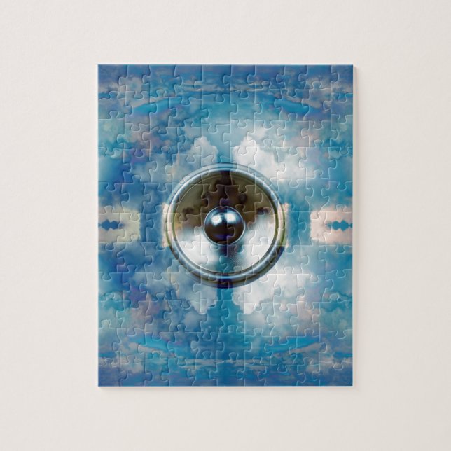 Puzzle Music speaker and cloudy blue sky (Vertical)