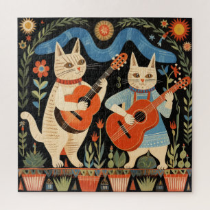 Puzzle Musical Cats Folk Art