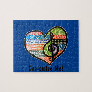 Puzzle Musique Arc-en-ciel coloré Doodle Coeur Pour Custo