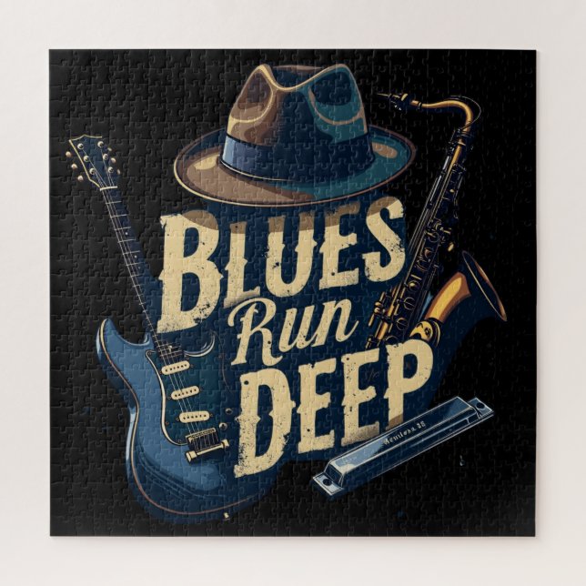 Puzzle Musique blues esthétique rétro jazz vintage (Vertical)