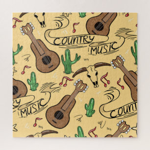 Puzzle Musique country Guitare Cactus Motif