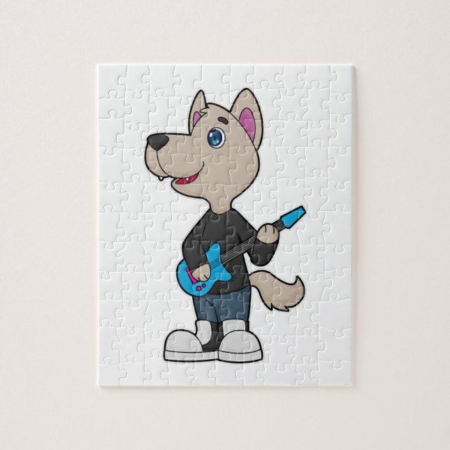 Puzzle Musique de guitare musicienne de chien (Vertical)