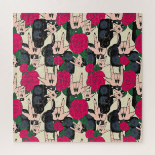 Puzzle Musique rock sans couture, motif abstrait.