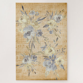Puzzle Musique vintage et fleurs