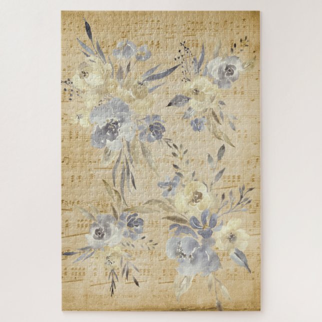 Puzzle Musique vintage et fleurs (Vertical)