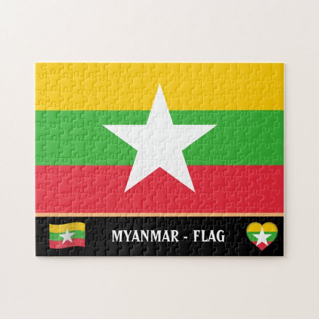 Puzzle Myanmar Flag & Myanmar country / Myanmar (Horizontal)