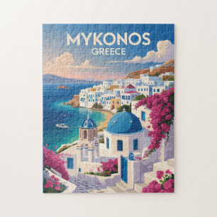 Puzzle Mykonos Grèce Côte Voyage Art Vintage