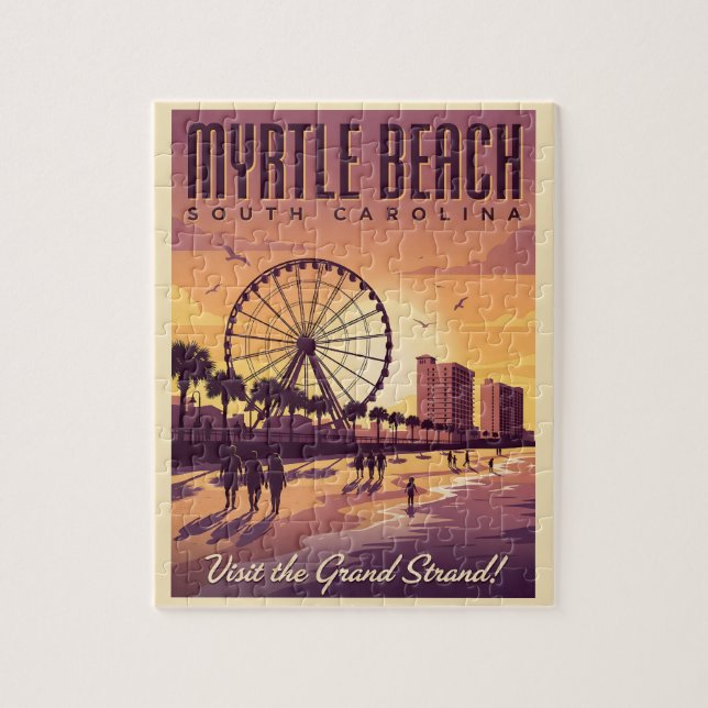 Puzzle Myrtle Beach Caroline du Sud Voyage Vintage (Vertical)
