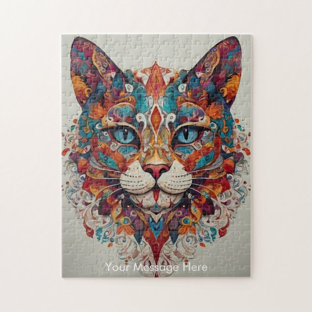 Puzzle Mystic Boho Feline Chat Mandala (Vertical)