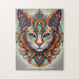 Puzzle Mystic Boho Feline Chat Mandala