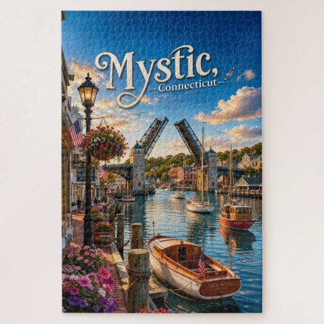 Puzzle Mystic, Connecticut Pont-levis Port Sunset (Vertical)