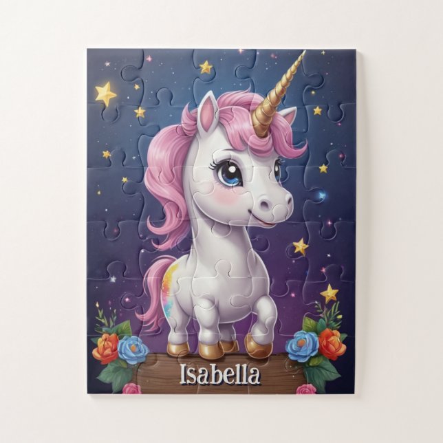 Puzzle Mystic Unicorn Midnight Personnalisé (Vertical)
