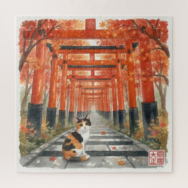 Puzzle Mystical Red Torii Gates & Autumn Leaves (Vertical)