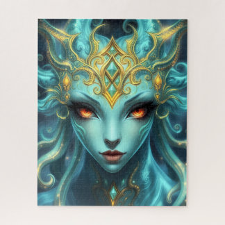 Puzzle Mystical Teal Goddess with Radiant Ember Eyes