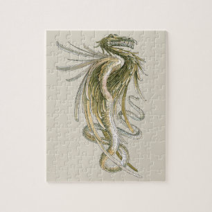 Puzzle Mythologie vintage, Dragon ailé avec une queue de
