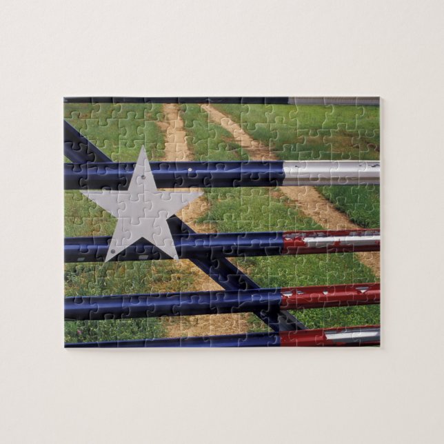 Puzzle N.A., États-Unis, Texas, lac Buchanan, drapeau du  (Horizontal)