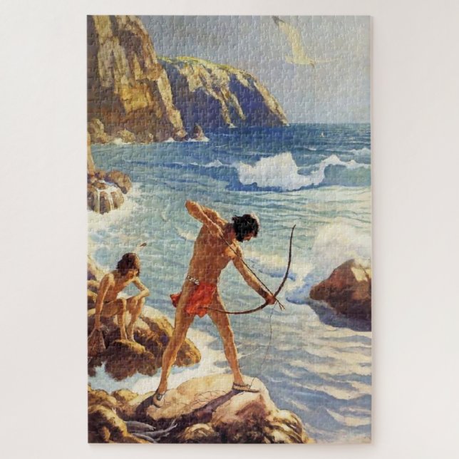 Puzzle N C Wyeth Peinture occidentale "First Maine Fisher (Vertical)