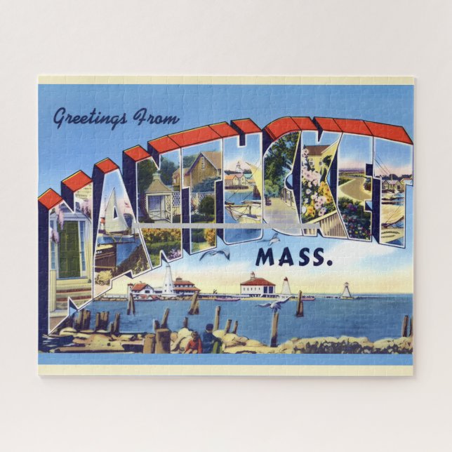 Puzzle Nantucket MA 16x20 vintage  (Horizontal)
