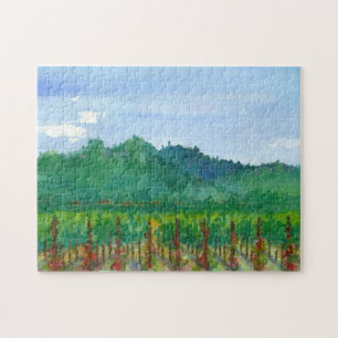 Puzzle Napa Valley Vin Pays Rose Aquarelle Peinture