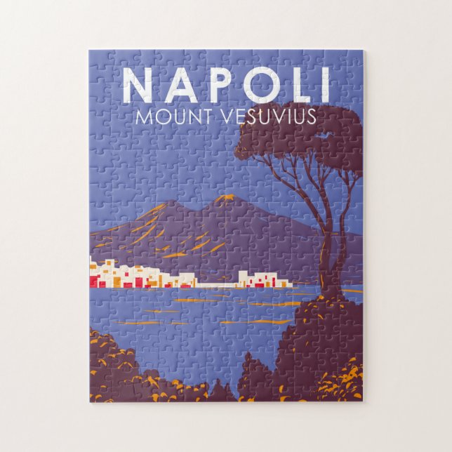 Puzzle Naples Mont Vesuvius Travel Art Vintage (Vertical)