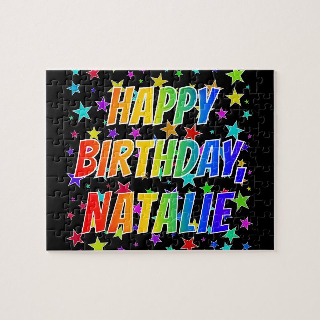 Puzzle "NATALIE" Prénom, Amusant "HEUREUX ANNIVERSAIRE" (Horizontal)