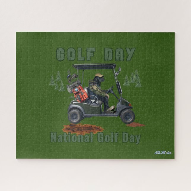 Puzzle National Golf Day, drôle de golf à chien vert (Horizontal)