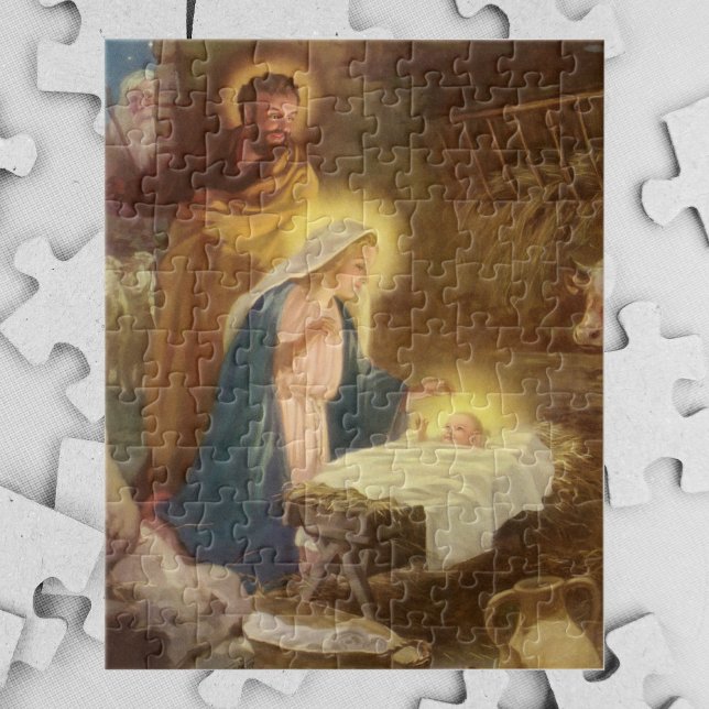 Puzzle Nativité de Noël Vintage, Marie Joseph Bébé Jésus (Créateur téléchargé)