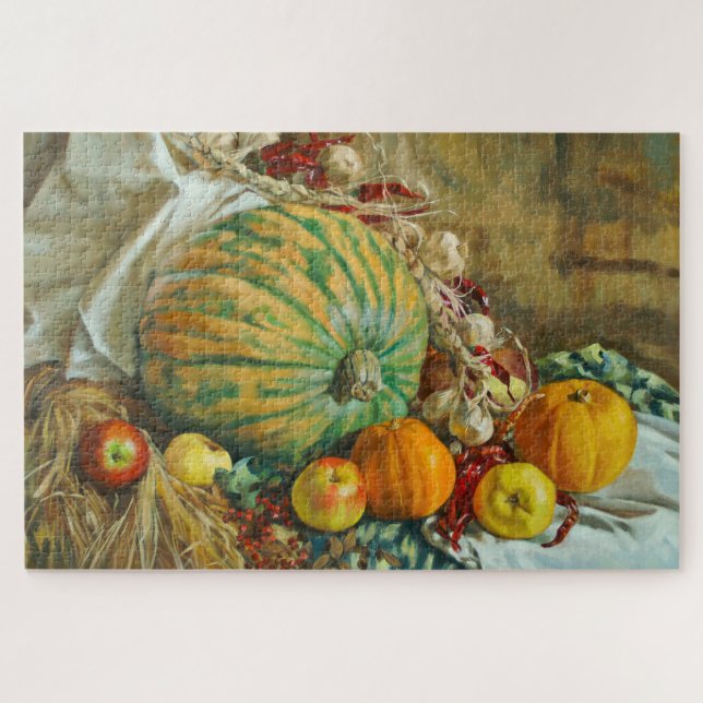 Puzzle Nature morte de la récolte rustique avec citrouill (Horizontal)