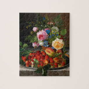 Puzzle Nature morte Roses et fraises par Otto Ottesen