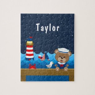 Puzzle Nautical Boy Bear Rouge et Marine