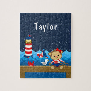 Puzzle Nautical Girl Monkey Rouge et Marine