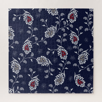 Puzzle Navy Paisley : Design Motif élégant.