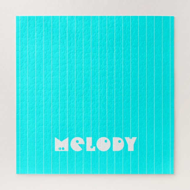 Puzzle Négone Cyan Blanc mince Vertical Striped Nom (Vertical)